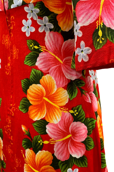 1960's Red Hawaiian Maxi Dress