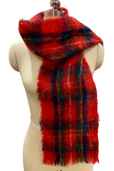 1950's Red Plaid Glen Cree Mohair Scarf