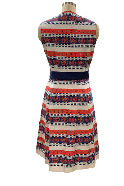 1960s Red, White and Navy Blue Dress
