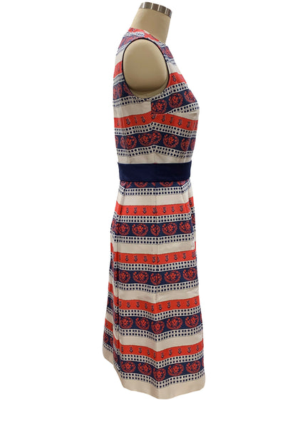 1960s Red, White and Navy Blue Dress