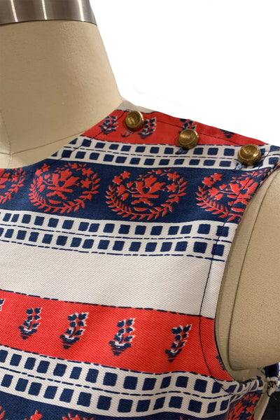 1960s Red, White and Navy Blue Dress