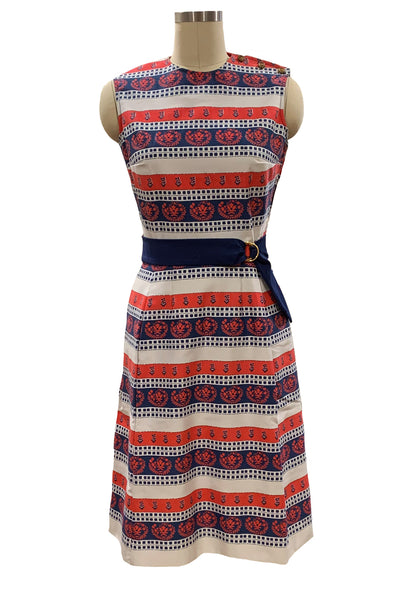 1960's Red, White and Navy Blue Dress