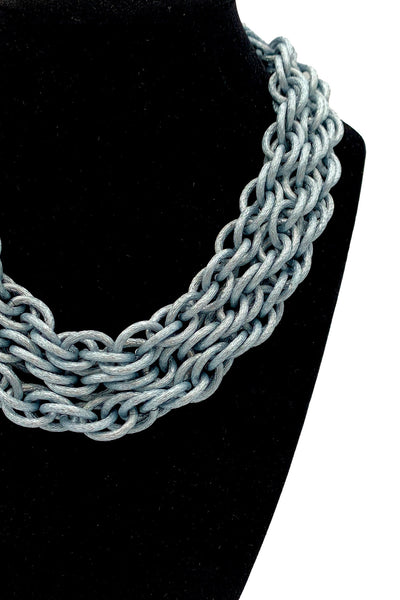 1960's Brushed Silver Triple Chain Necklace