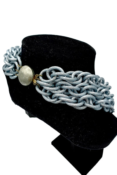1960's Brushed Silver Triple Chain Necklace