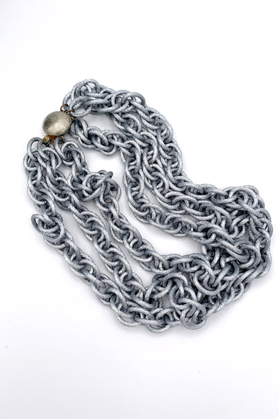 1960's Brushed Silver Triple Chain Necklace