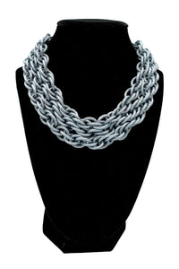 1960's Brushed Silver Triple Chain Necklace