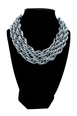 1960's Brushed Silver Triple Chain Necklace