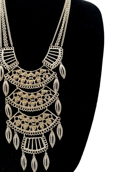 1970's Silver Brutalist Statement Necklace