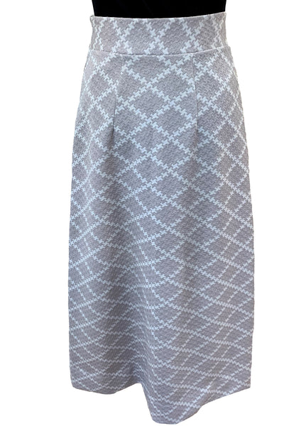 1970s White and Silver Metallic Full Length Skirt