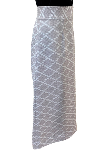 1970s White and Silver Metallic Full Length Skirt