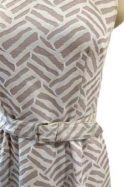 1970s White and Silver Metallic Column Dress