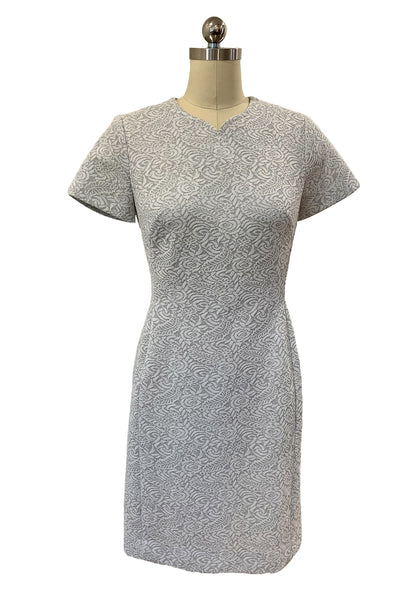 1960s White and Silver Metallic Cocktail Dress