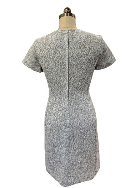 1960s White and Silver Metallic Cocktail Dress