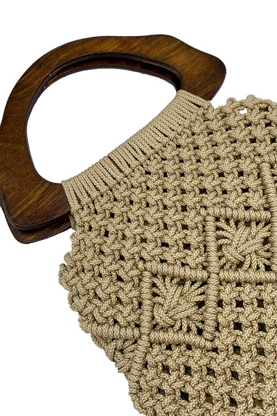 1970's Taupe Macramé Bag