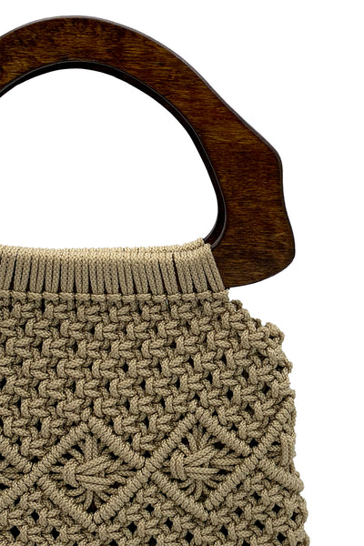 1970's Taupe Macramé Bag
