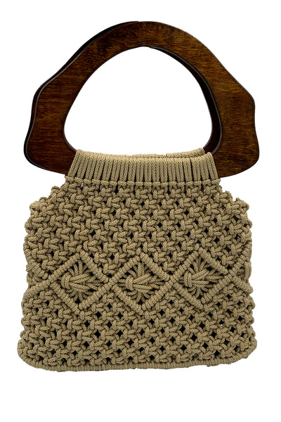 1970's Taupe Macramé Bag