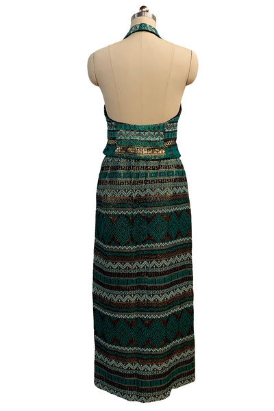1960's Teal, Black and Gold Vest and Skirt Set