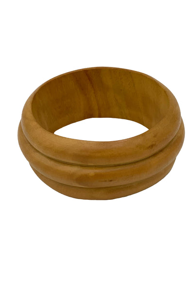 1970s Wide Ribbed Wooden Bangle