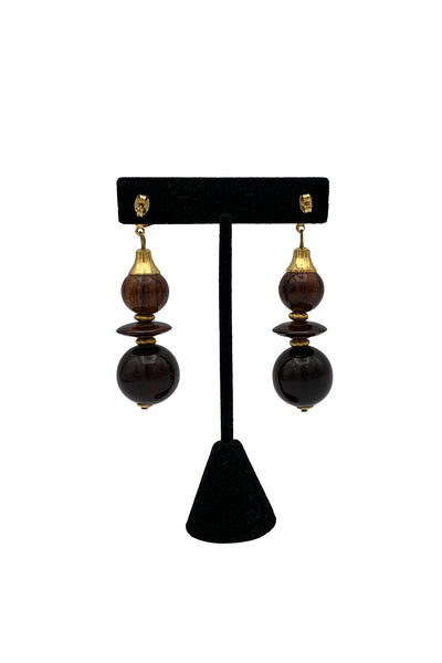 1970's Wooden Dangle Earrings