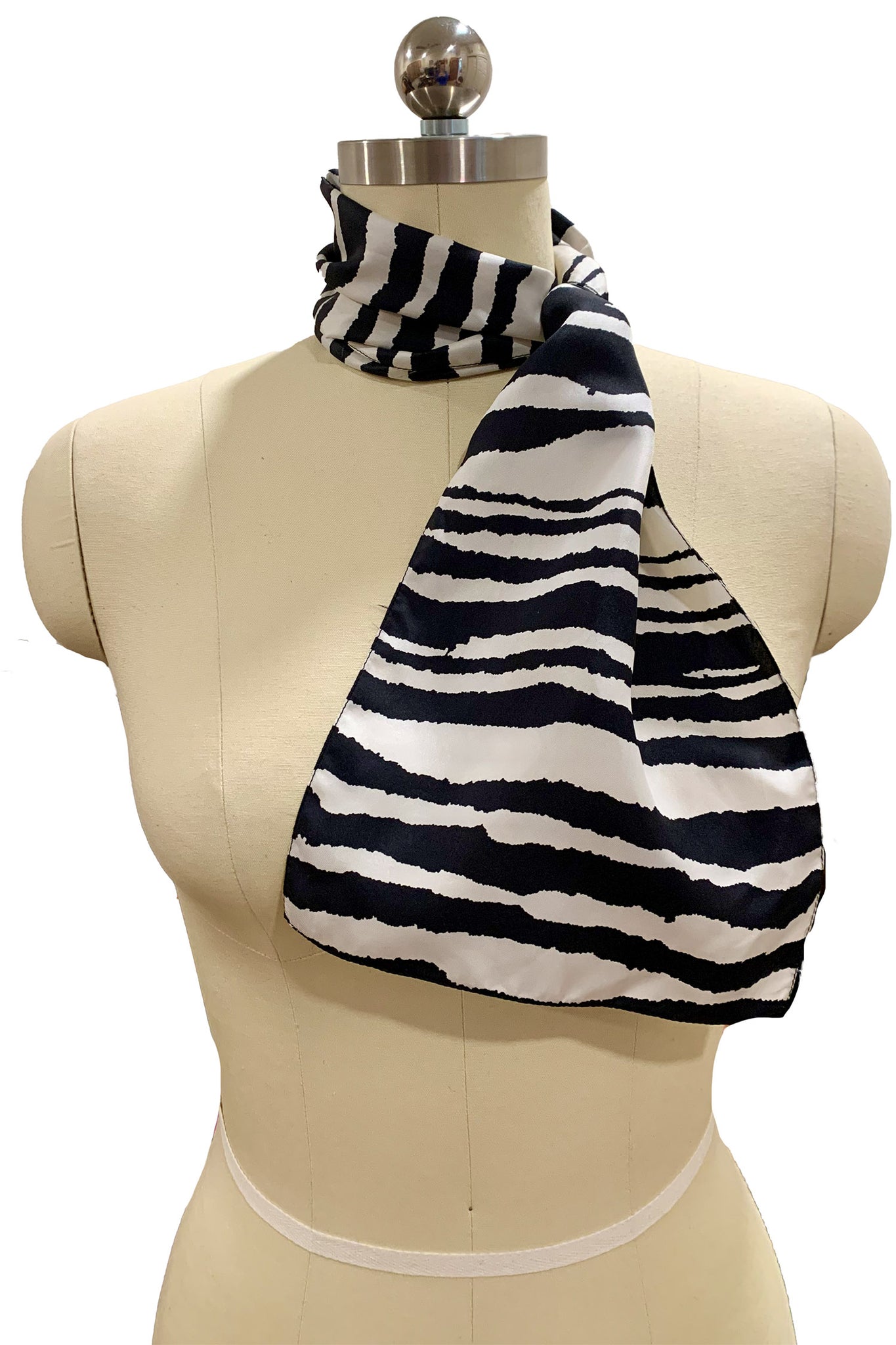 1960's Black and White Zebra Print Scarf