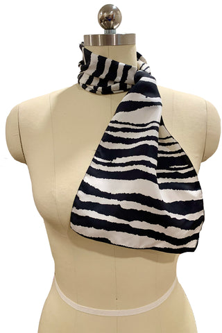 1960's Black and White Zebra Print Scarf