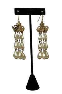 Multi-Strand Teardrop Pearl Chandiler Earrings