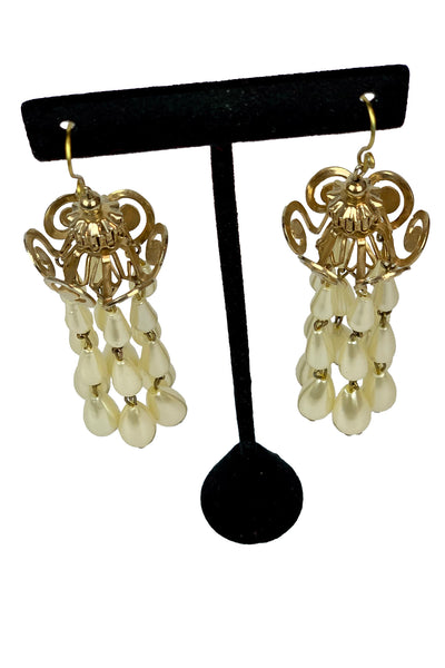 Multi-Strand Teardrop Pearl Chandiler Earrings